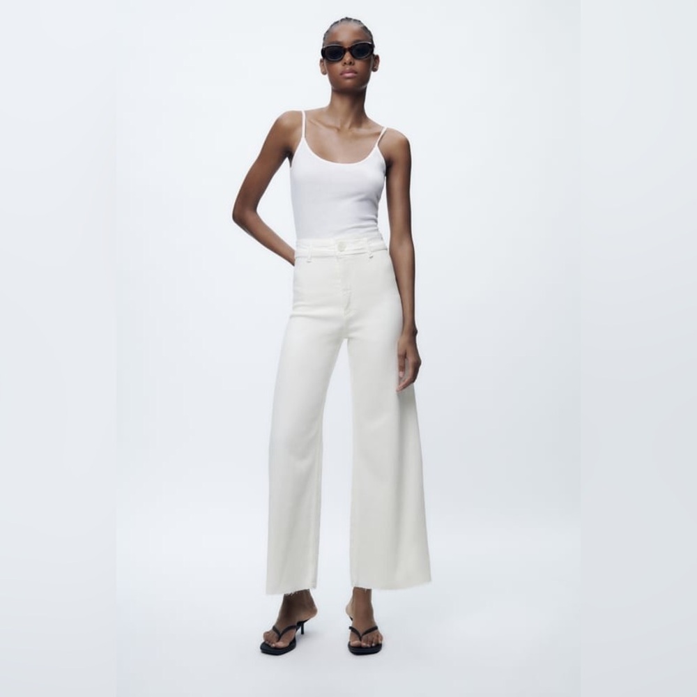 NEW WITH TAGS ZARA HIGH-WAISTED ZW MARINE STRAIGHT JEANS SIZE 36